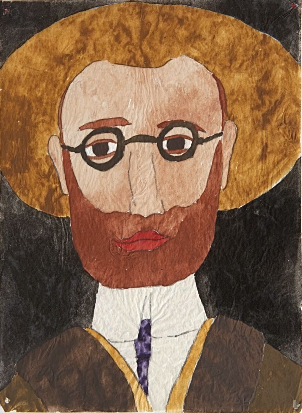 Paul Goesch: „Selbstbildnis“ (undatiert), Gouache auf Transparentpapier, 23,1 x 17 cm, Berlinische Galerie, Berlin